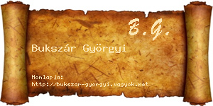 Bukszár Györgyi névjegykártya